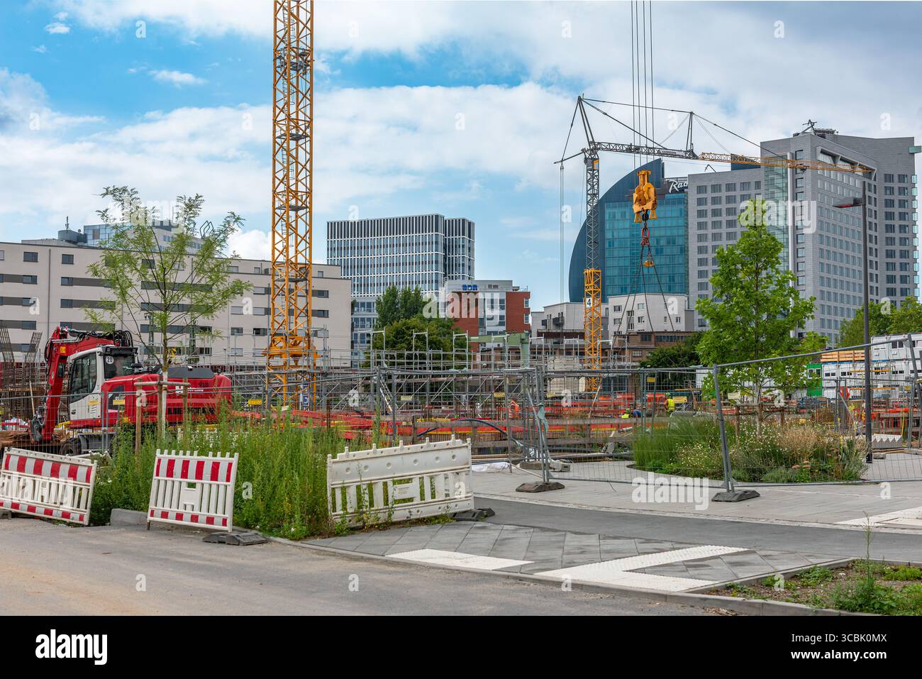 Cantiere nella nuova zona residenziale di Francoforte-Bockenheim, Assia, Germania Foto Stock