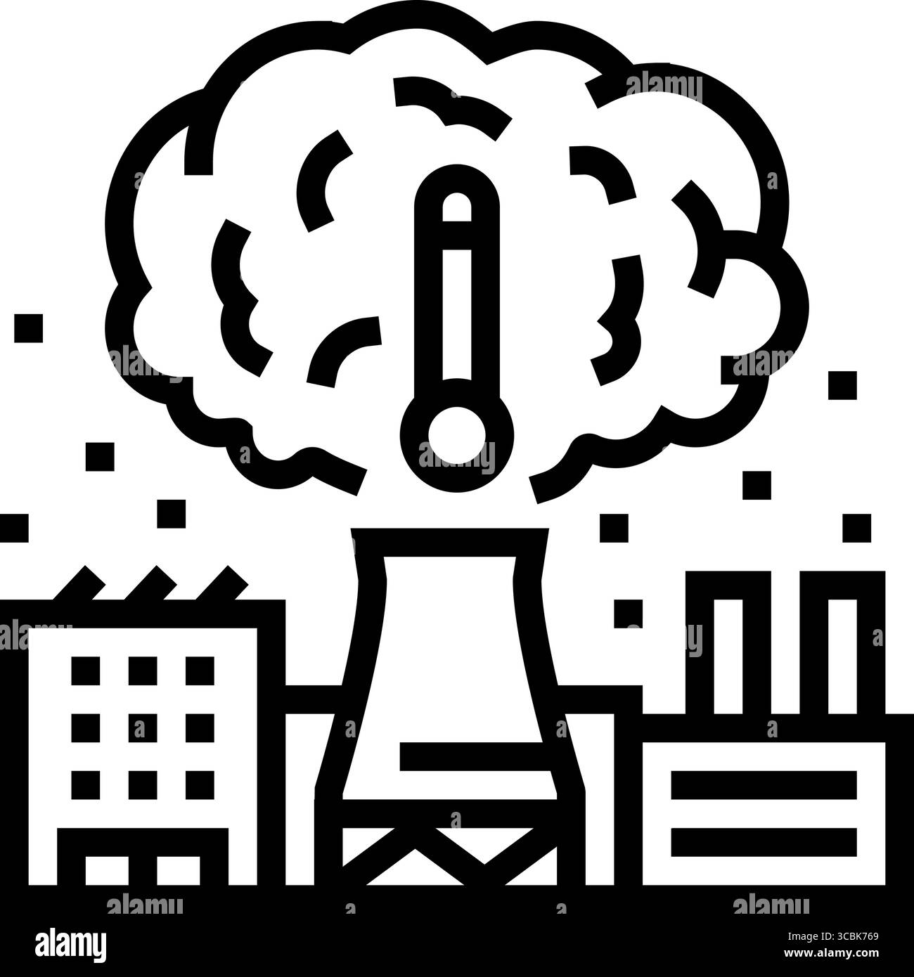 illustrazione vettoriale dell'icona della linea di inquinamento termico dell'aria Illustrazione Vettoriale