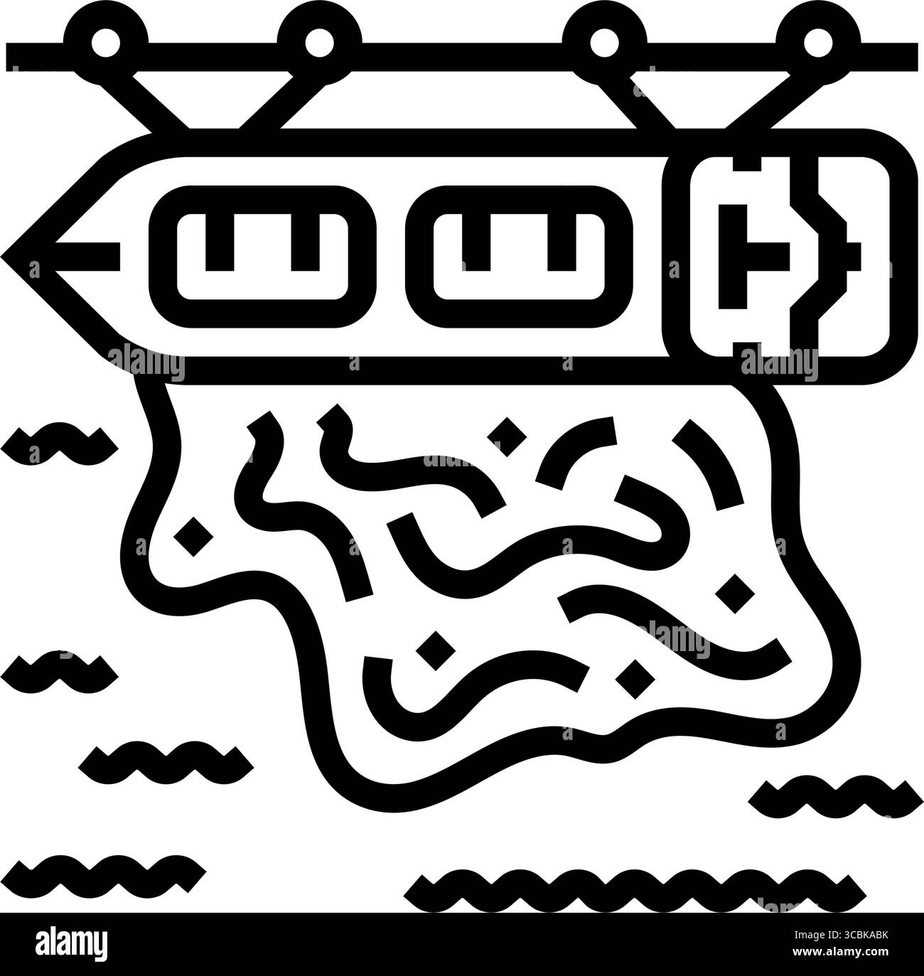 illustrazione vettoriale dell'icona della linea di perdita di olio nella porta industriale Illustrazione Vettoriale