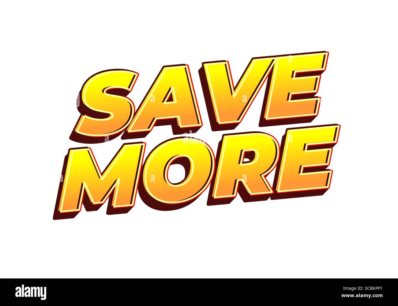 Grafica testuale in grassetto con le parole RISPARMIANO DI PIÙ in uno schema di colori giallo e arancione vibrante, progettato per attirare l'attenzione e trasmettere un messaggio di sav Illustrazione Vettoriale