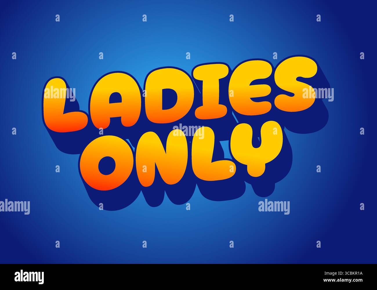 Un vivace design grafico con testo PER SIGNORE SOLO in grassetto e lettere arrotondate. Le lettere sono riempite con una sfumatura da arancione a giallo, set agai Illustrazione Vettoriale