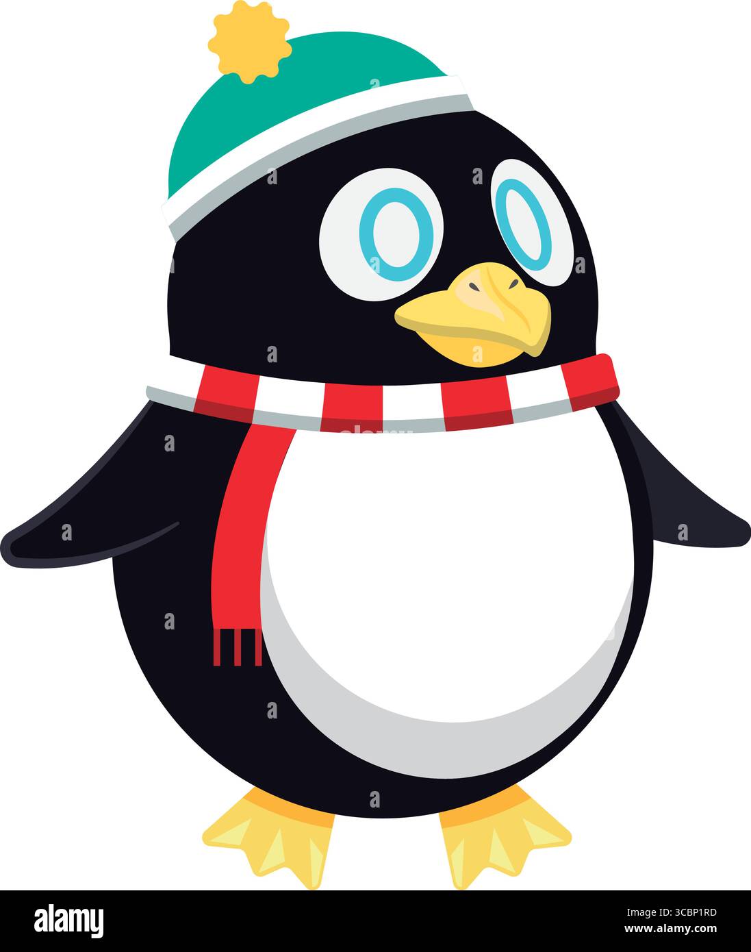 Pinguino invernale con berretto. Vettore Illustrazione Vettoriale