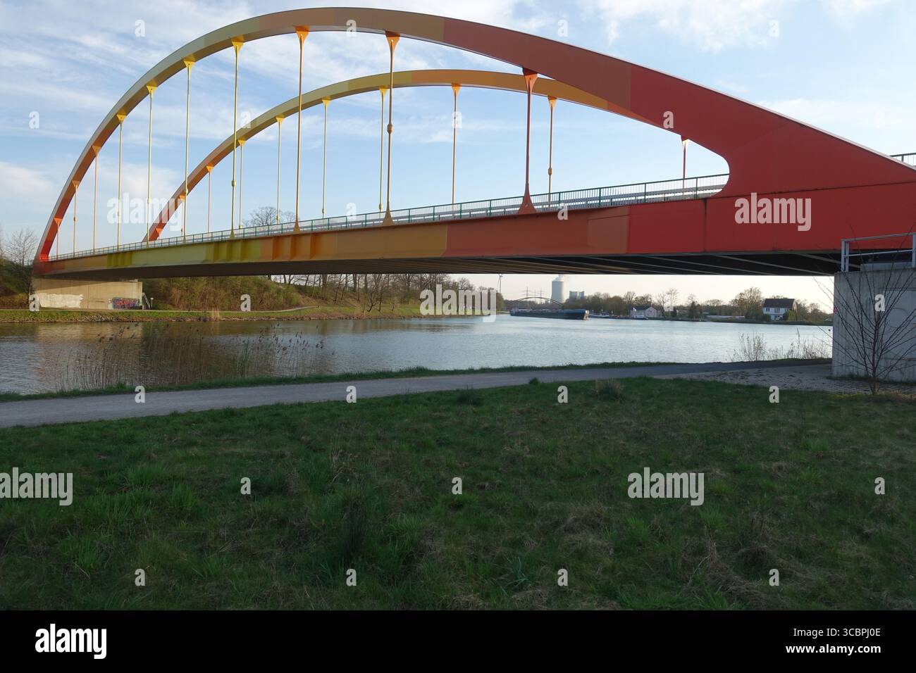 Ponte del canale B474n sul canale Dortmund-EMS, Dattelner-Meer-Bogen, Germania, Renania settentrionale-Vestfalia, zona della Ruhr, Datteln Foto Stock