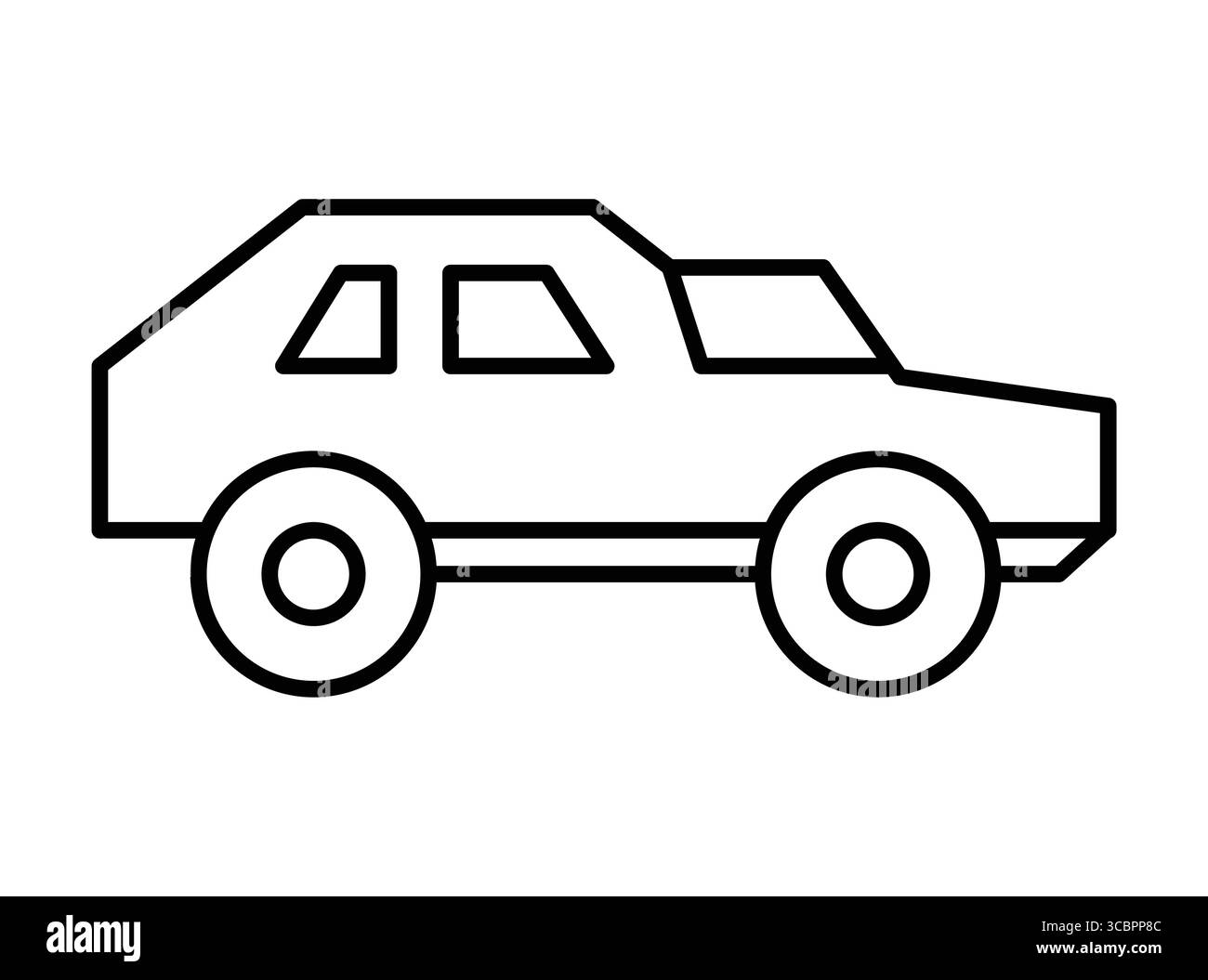 Questa immagine presenta un semplice contorno in bianco e nero di un'auto, adatto a vari progetti creativi, tra cui illustrazioni, disegni e formazione Illustrazione Vettoriale