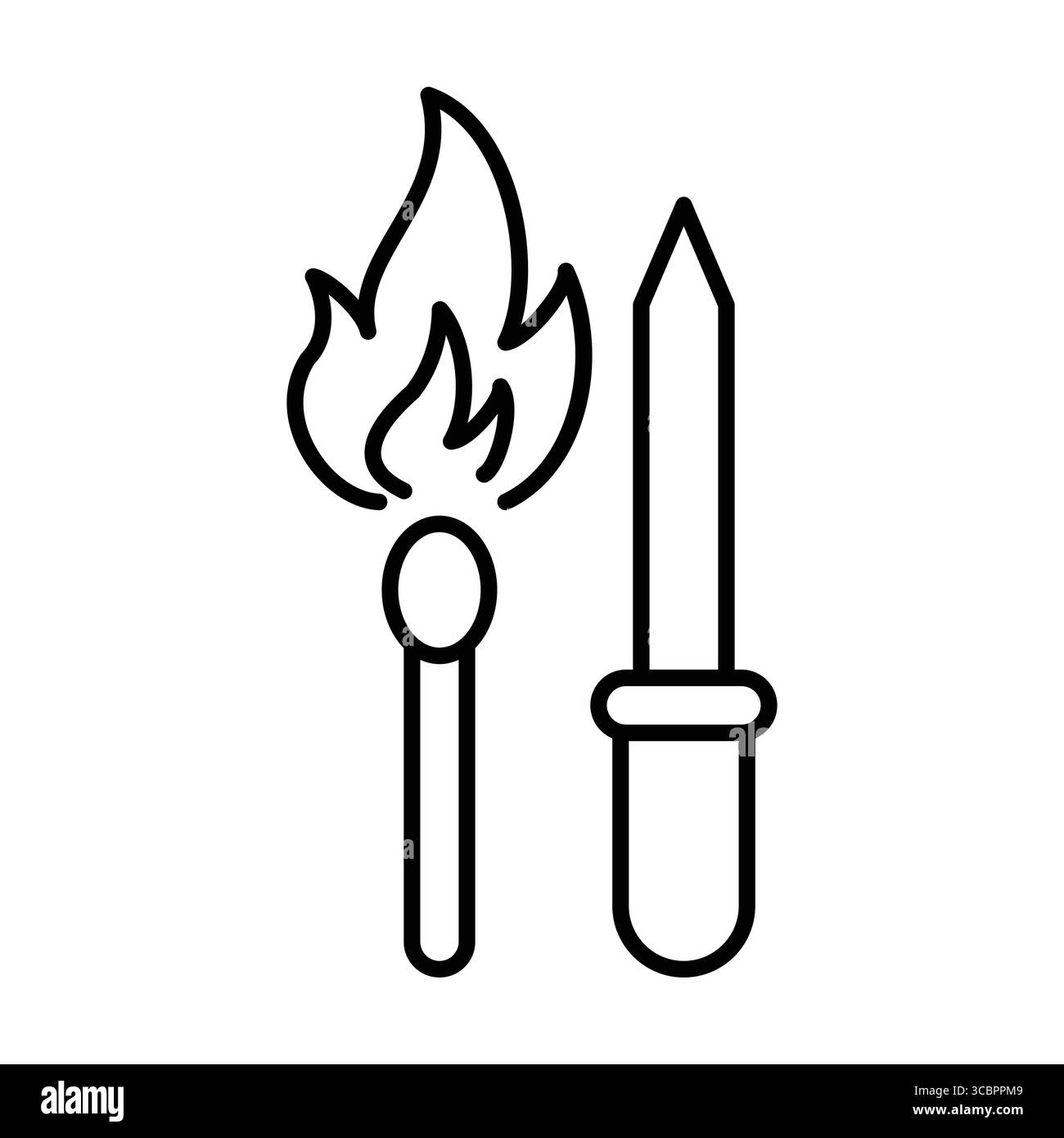 Questa immagine presenta un fiammifero e una fiamma, che rappresentano la sicurezza antincendio e la gestione dei rischi. Funge da guida visiva per la consapevolezza della sicurezza e l'emerg Illustrazione Vettoriale