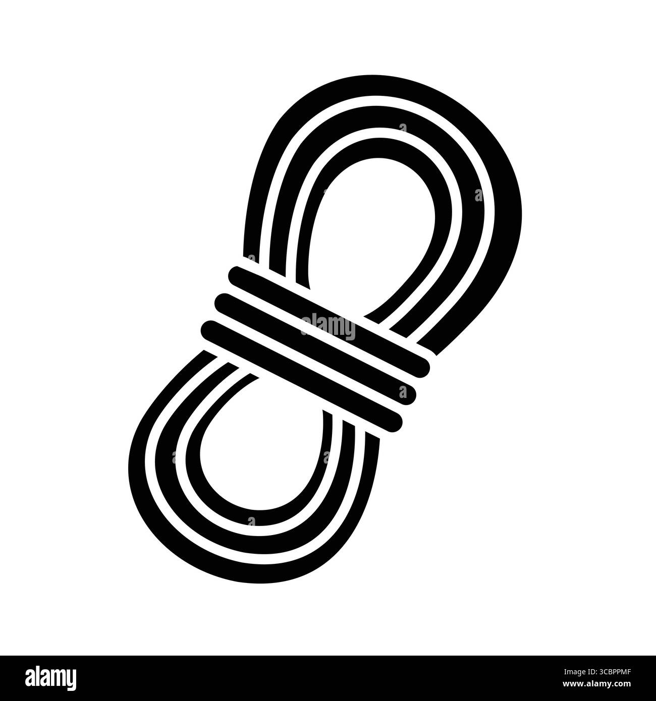 Questa illustrazione in bianco e nero presenta una corda a spirale, ideale per attività all'aperto, sport e avventura. Rappresenta forza, utilità e du Illustrazione Vettoriale
