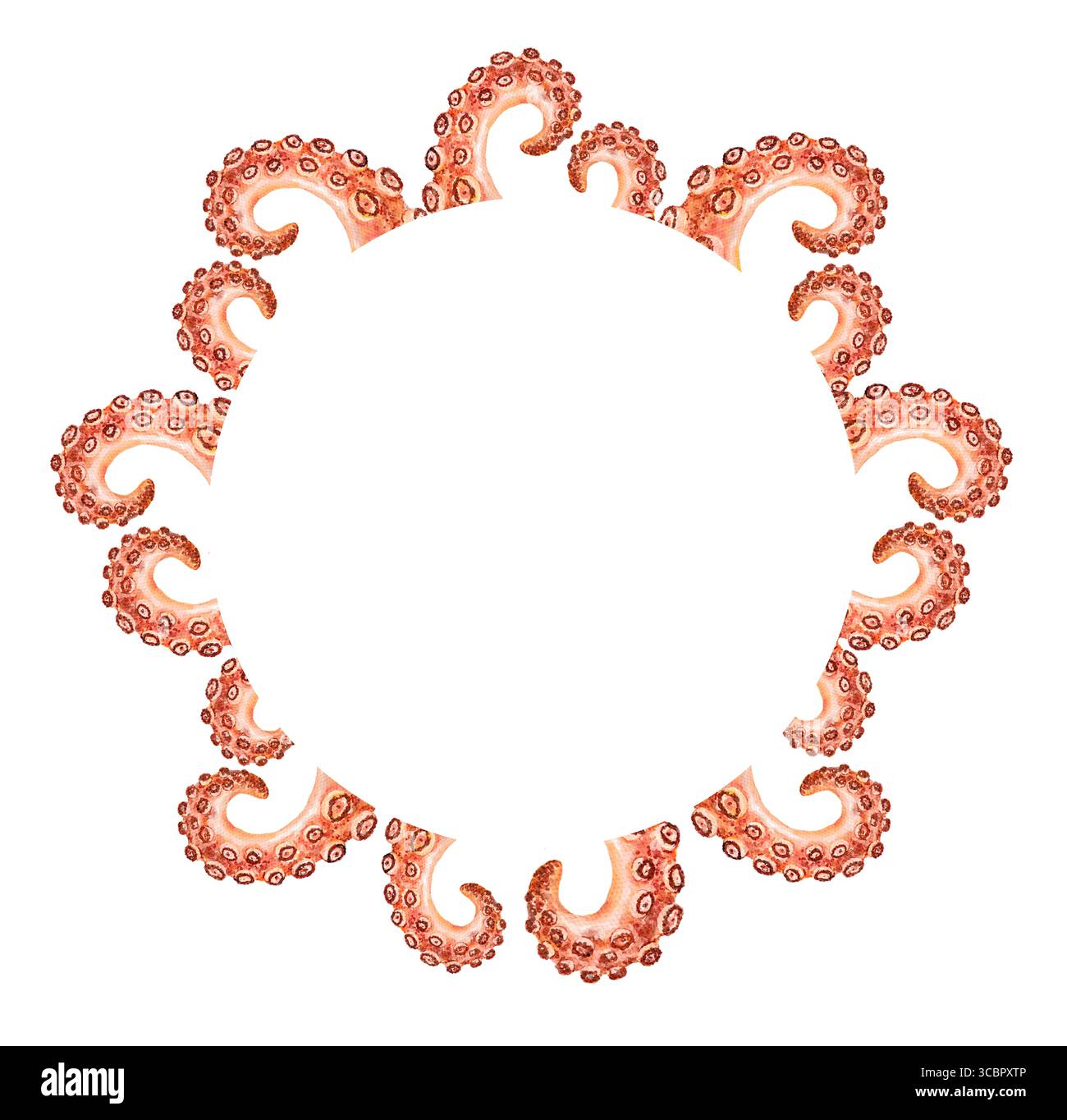 Composizione ad angolo di pesce acquerello con aragoste rosse brillanti, fette di limone e prezzemolo su sfondo bianco. Perfetto per inviti, menu, pacchetti Foto Stock
