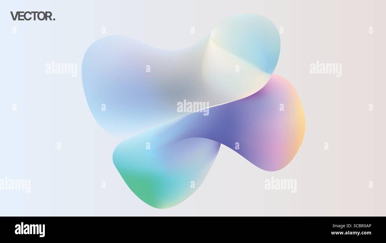 Rappresentazione artistica di forme fluide astratte colorate su sfondo sfumato Illustrazione Vettoriale