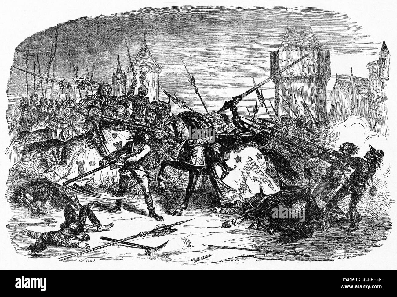 Illustrazione di una prima edizione francese del libro di Victor Hugo il gobbo di Notre Dame, Foto Stock