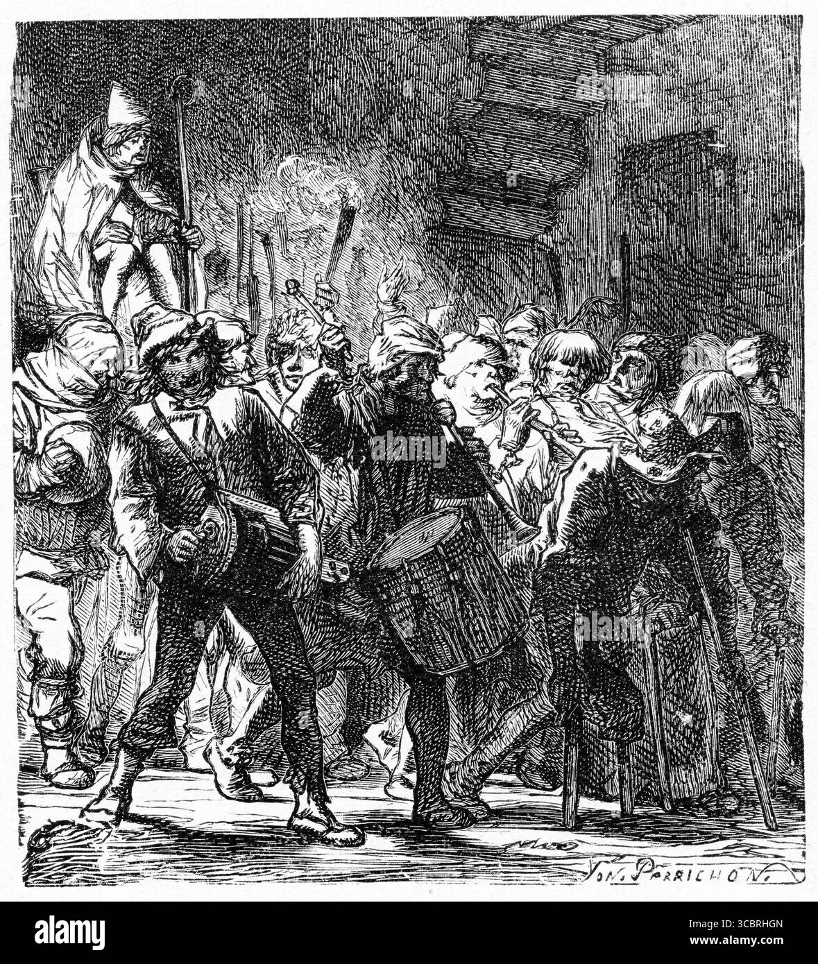 Illustrazione di una prima edizione francese del libro di Victor Hugo il gobbo di Notre Dame, Foto Stock
