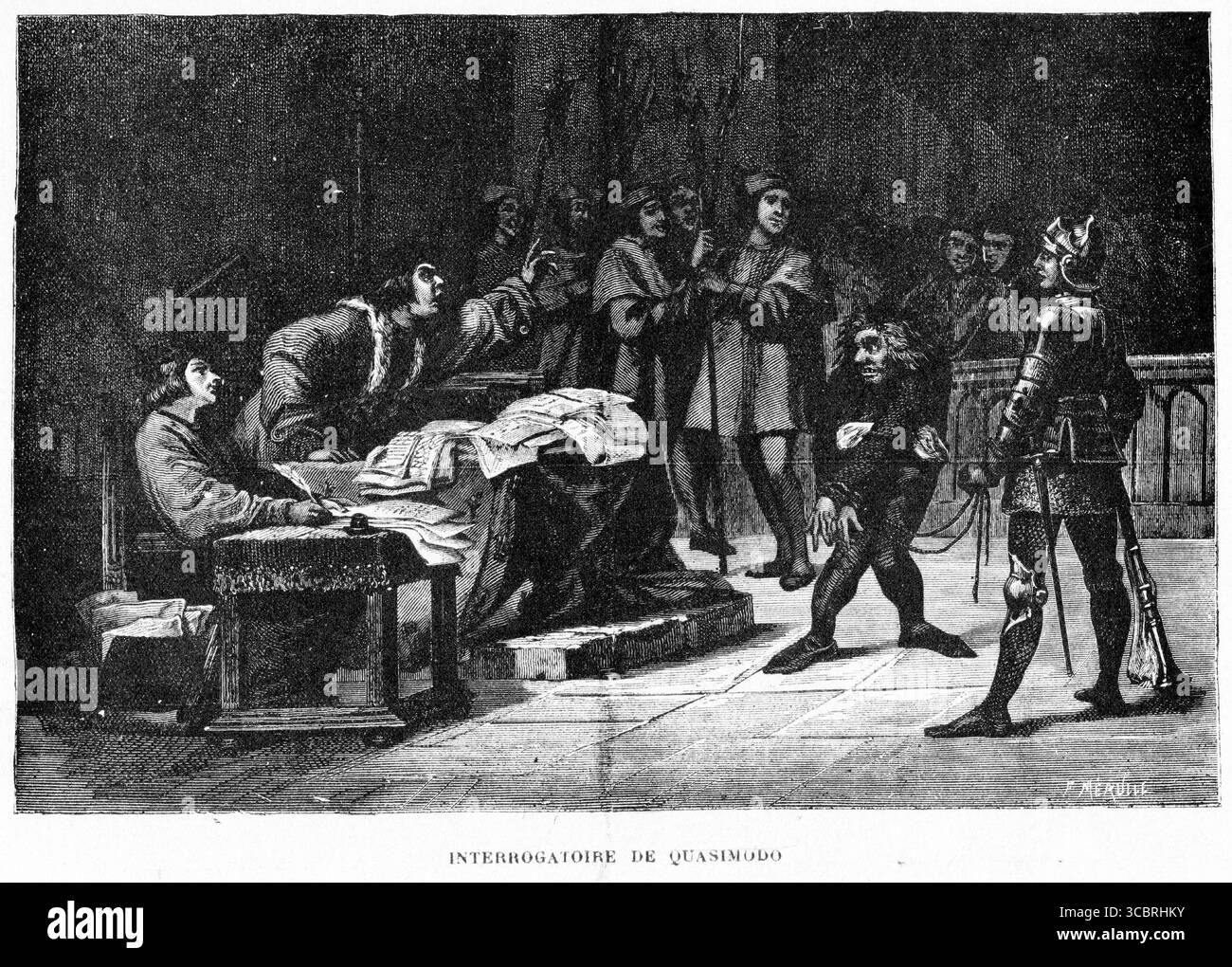 Illustrazione di una prima edizione francese del libro di Victor Hugo il gobbo di Notre Dame, Foto Stock