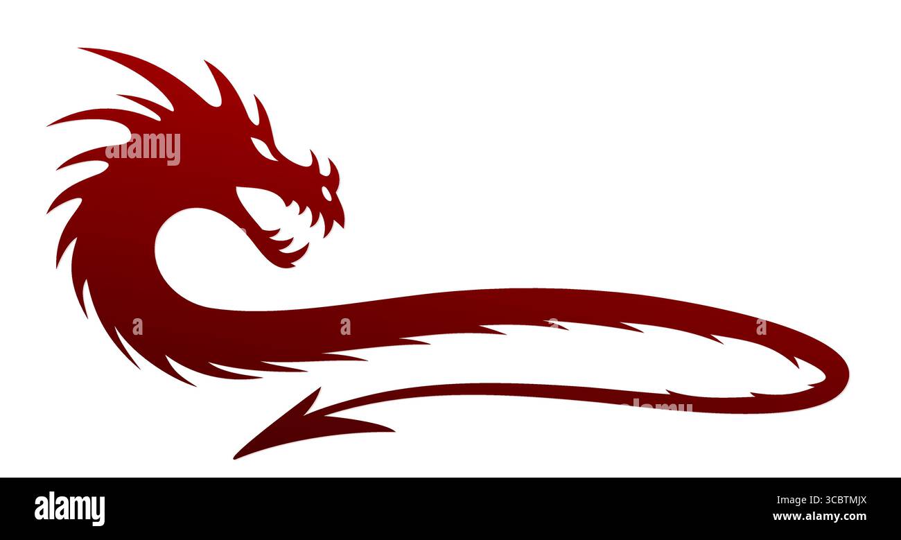 Un simbolo del drago rosso stilizzato. Illustrazione Vettoriale