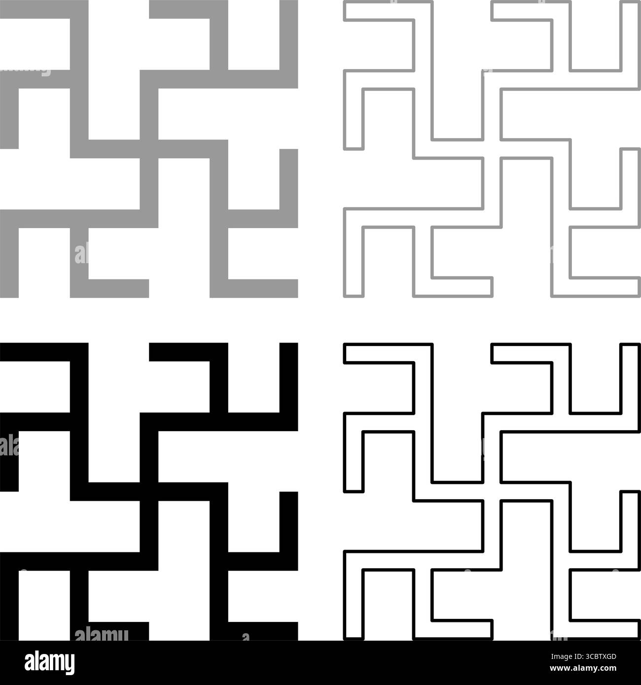 Simbolo dell'erba di Odolen, icona del gruppo pagano slavo, immagine vettoriale di colore nero grigio, immagine immagine semplice, contorno pieno, linea di contorno sottile e piatta Illustrazione Vettoriale