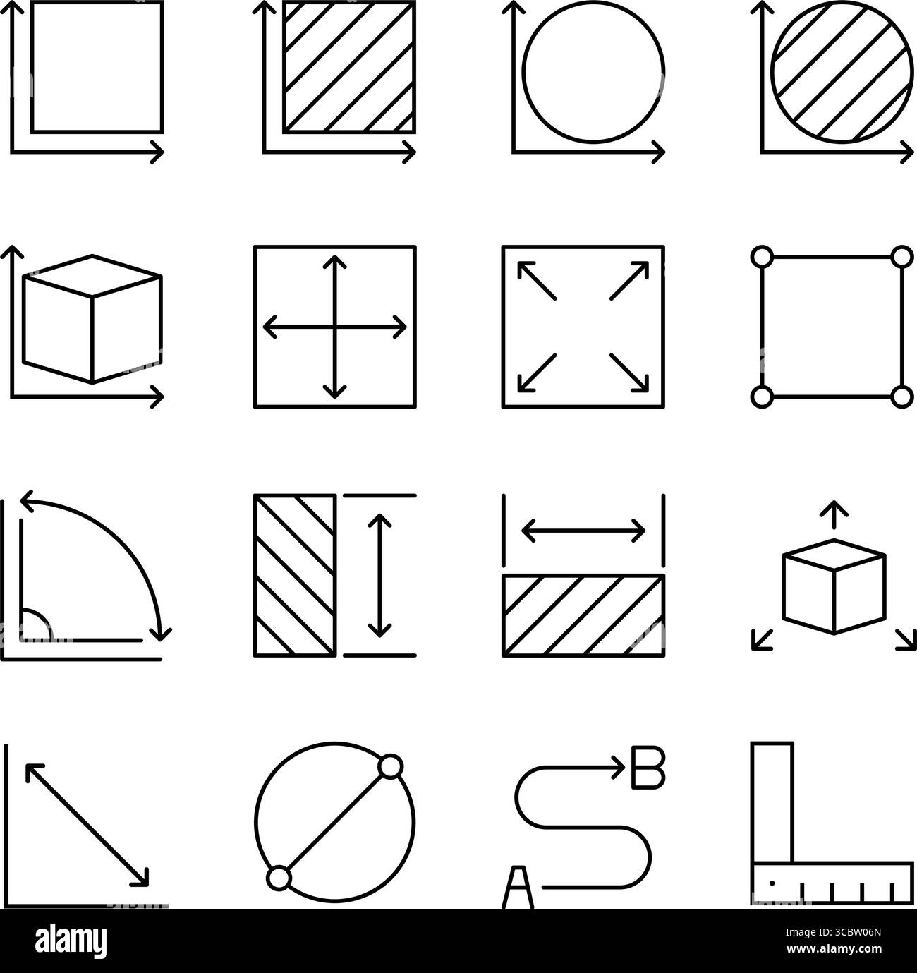 Set di icone di misurazione. Design del set di icone della linea di misurazione Illustrazione Vettoriale Set di icone di misurazione. Design del set di icone della linea di misurazione Illustrazione Vettoriale