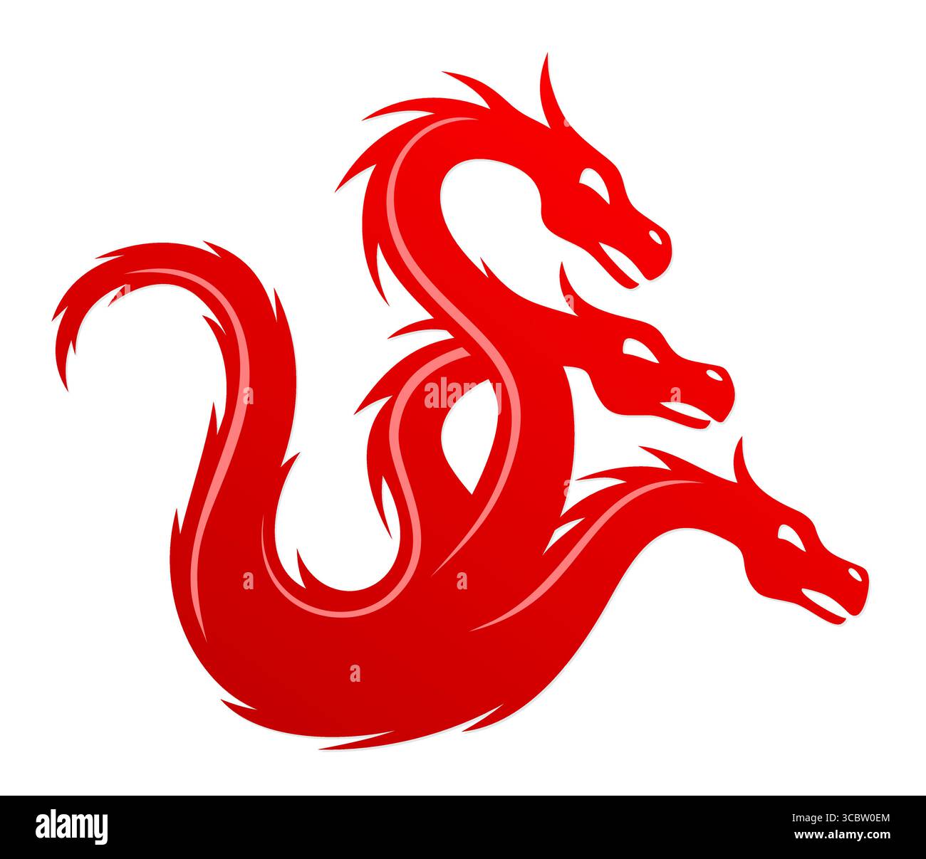 Un fantastico drago rosso simbolo stilizzato. Illustrazione Vettoriale