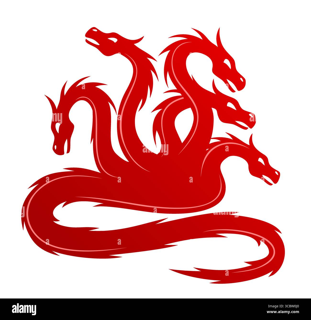 Un fantastico drago rosso simbolo stilizzato. Illustrazione Vettoriale