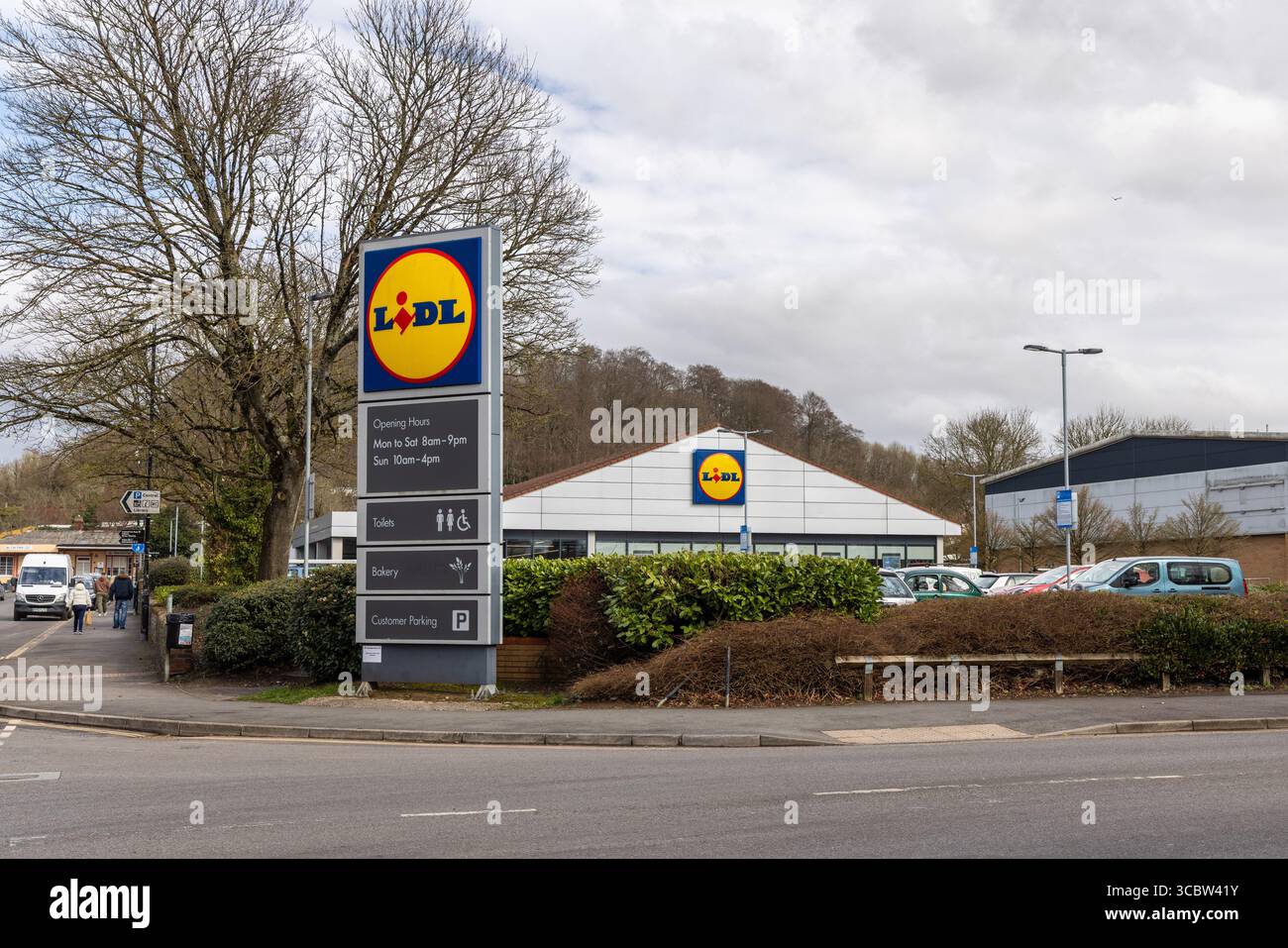 Supermercato Lidl UK, Station Road, Warminster, Wiltshire, Inghilterra, REGNO UNITO Foto Stock