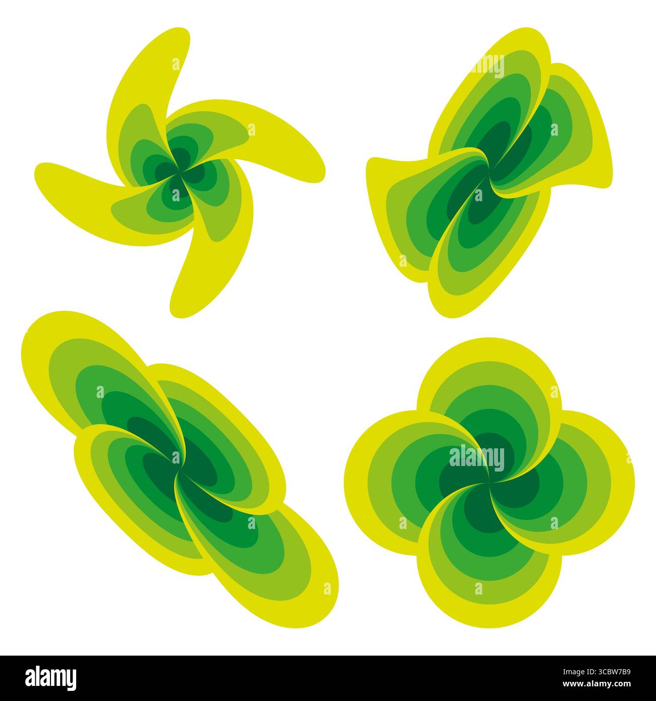 Oggetti astratti verdi. Forme organiche vorticose. La natura ha ispirato Vector. Forme d'arte dinamiche. EPS 10. Illustrazione Vettoriale