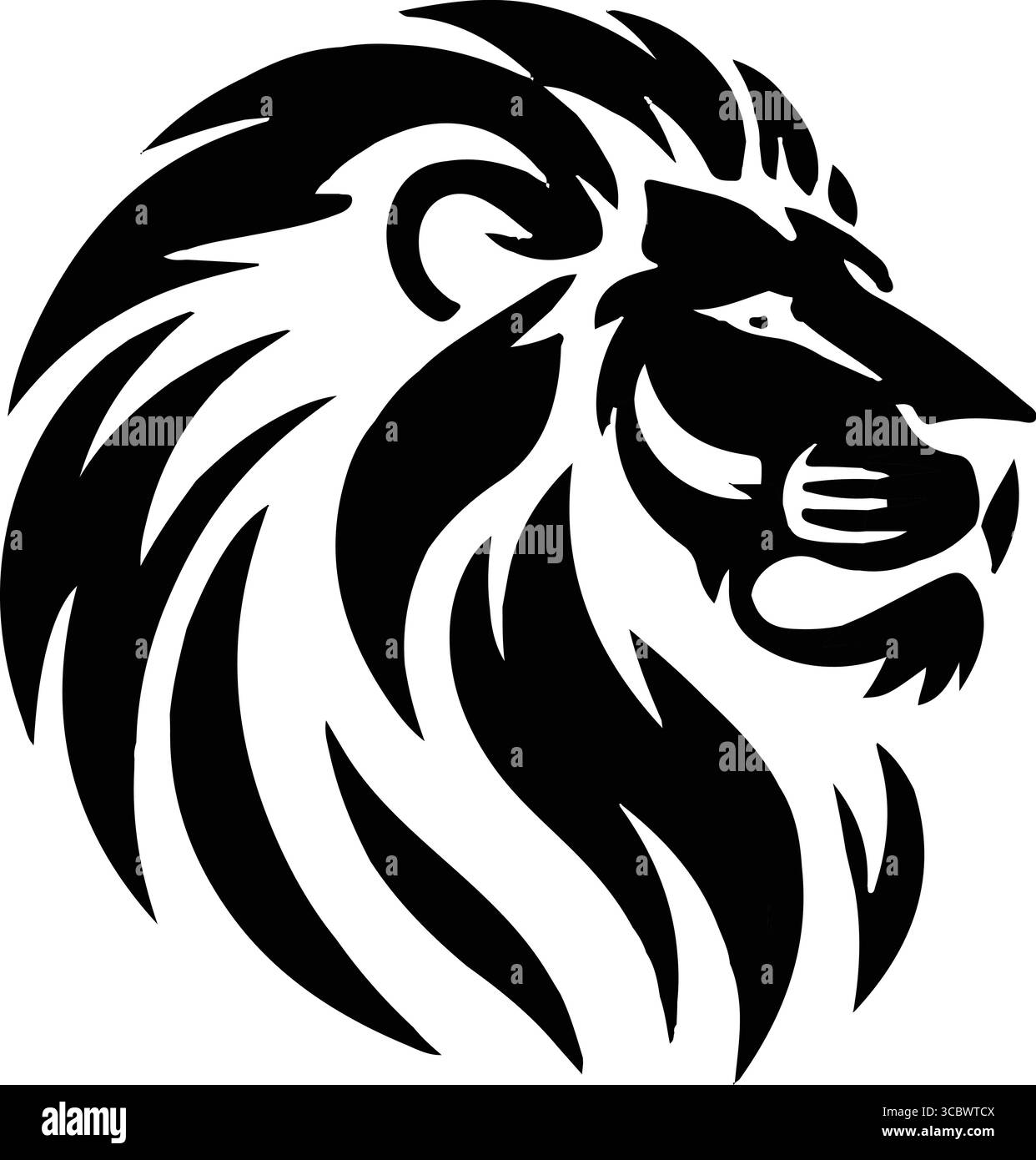 Illustrazione grafica della silhouette della testa di leone Illustrazione Vettoriale