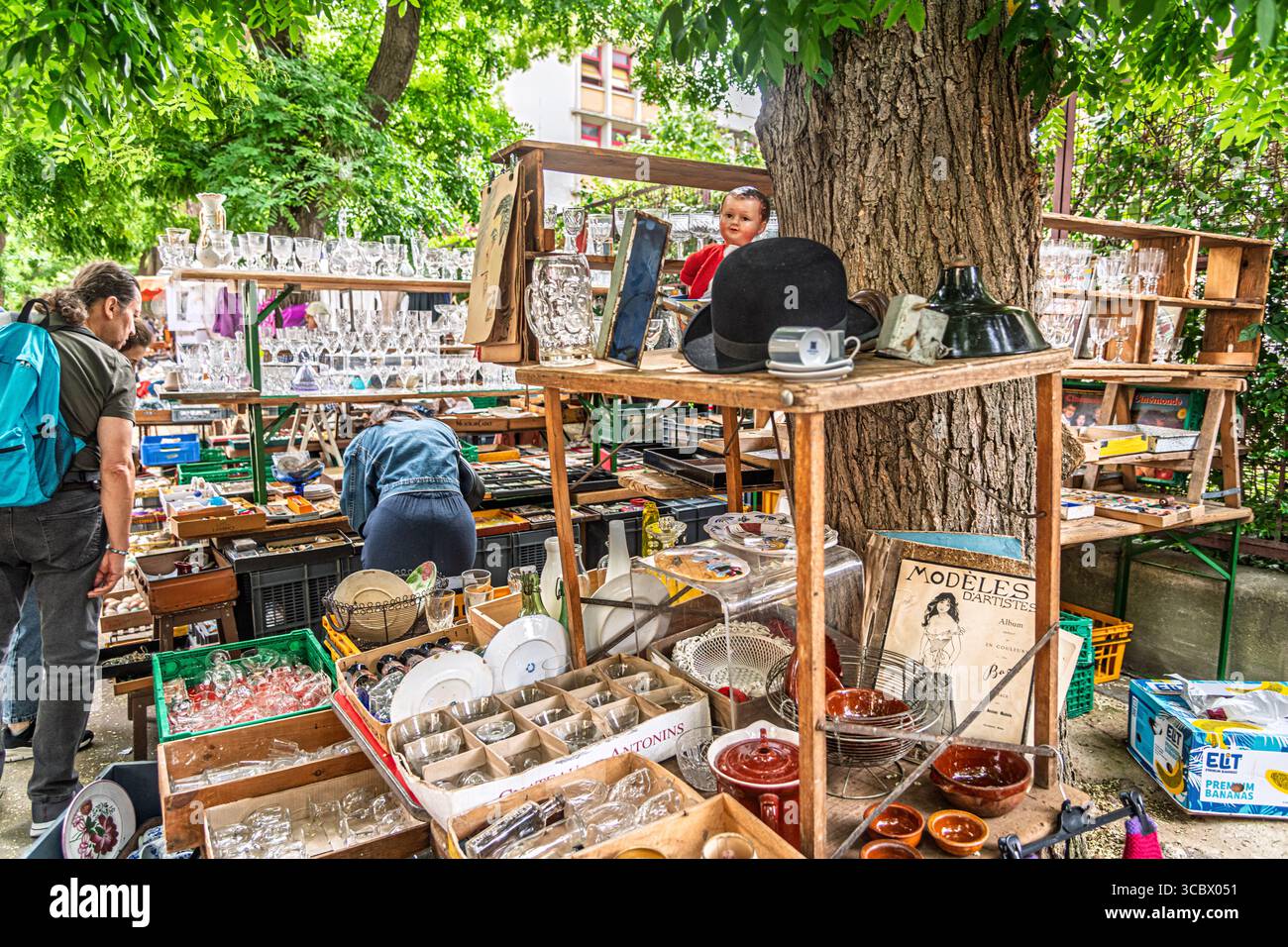 Marché aux puces de la porte de Vanves / mercato delle pulci di Parigi Foto Stock