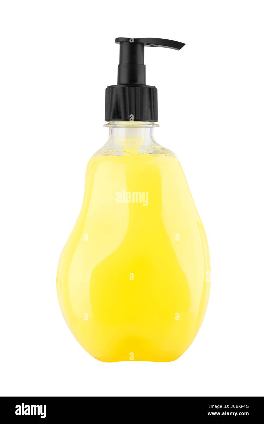 Bottiglia di plastica di shampoo, balsamo, risciacquare i capelli, gel, isolato su uno sfondo bianco Foto Stock