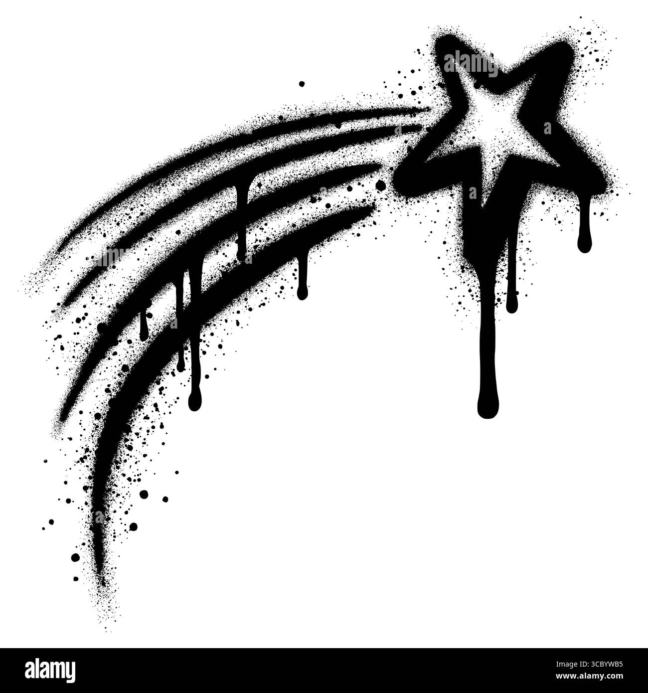 Stella in stile graffiti urbani con vernice spray nera. illustrazione vettoriale. Illustrazione Vettoriale