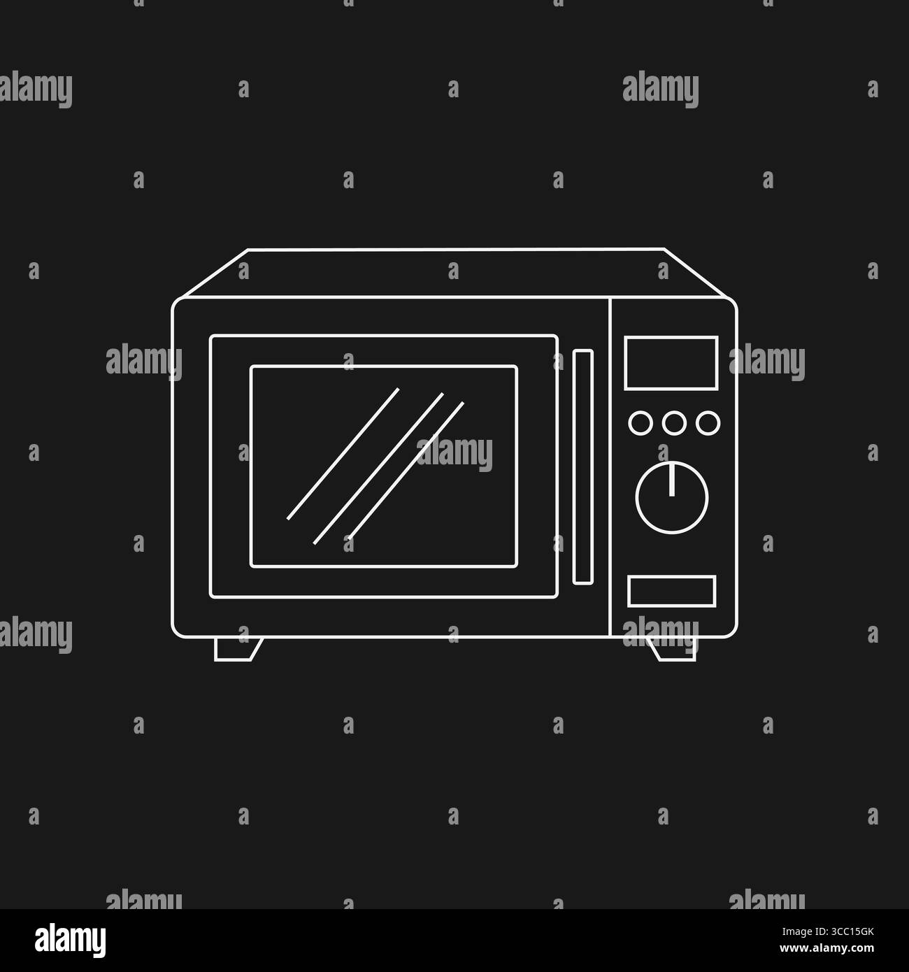 Moderna icona Art Line forno a microonde per elettrodomestici da cucina e riscaldamento fast food Illustrazione Vettoriale