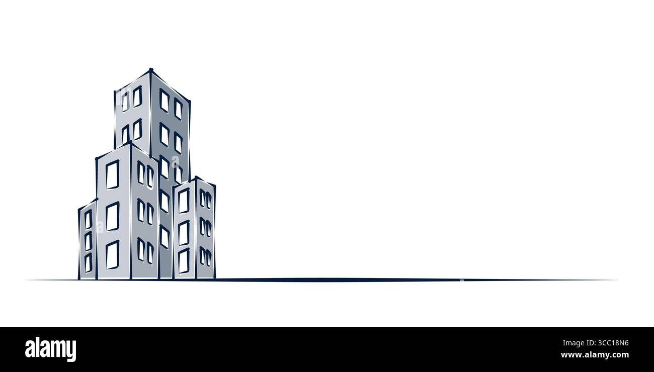 Il simbolo di una grande città stilizzata. Illustrazione Vettoriale
