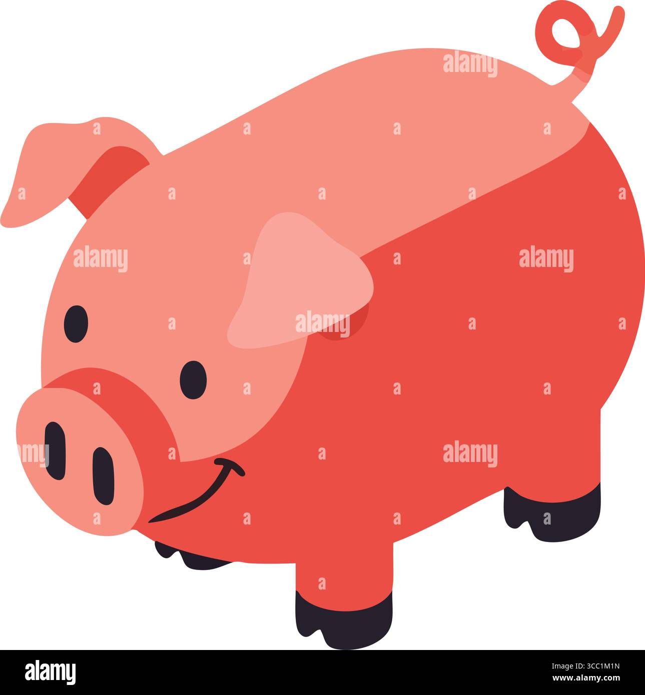 Illustrazione di un maialino isometrico carino. Una simpatica grafica porcina tridimensionale rosa, perfetta per concetti di finanza, risparmio o gestione patrimoniale. Questo ch Illustrazione Vettoriale