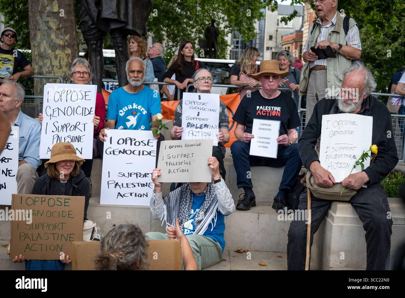 Palestina Action Protestation at Parliament Square, Londra, Inghilterra, Regno Unito, 09/08/2025 Foto Stock