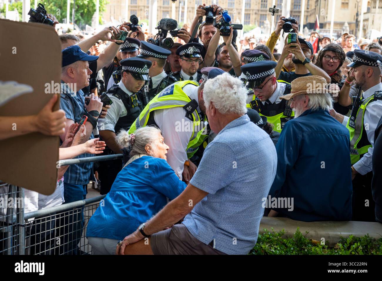 Palestina Action Protestation at Parliament Square, Londra, Inghilterra, Regno Unito, 09/08/2025 Foto Stock