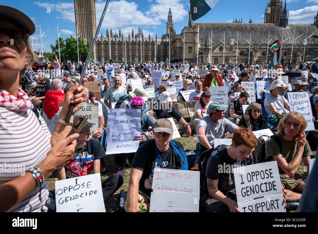 Palestina Action Protestation at Parliament Square, Londra, Inghilterra, Regno Unito, 09/08/2025 Foto Stock