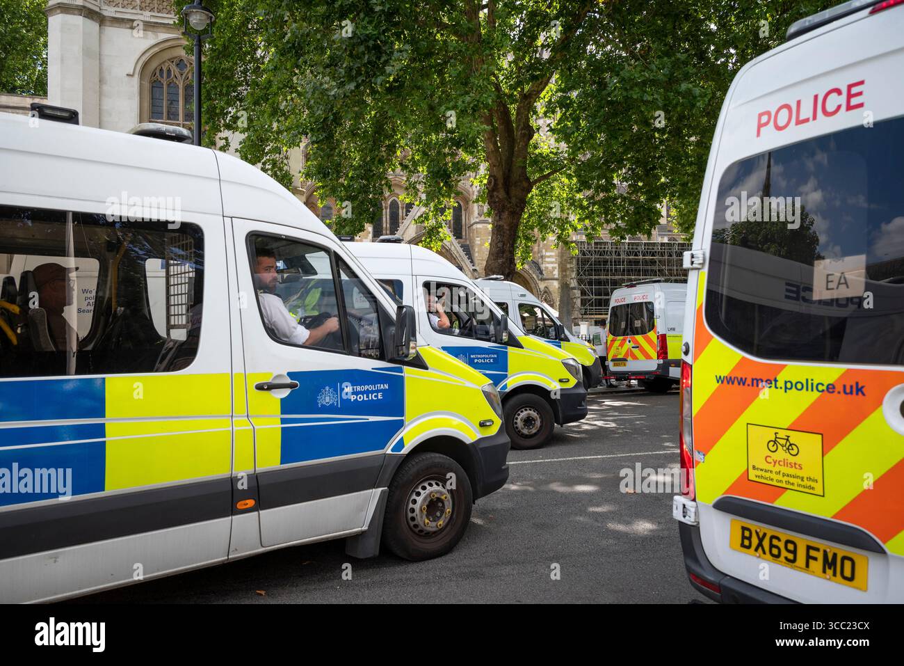 Palestina Action Protestation at Parliament Square, Londra, Inghilterra, Regno Unito, 09/08/2025 Foto Stock