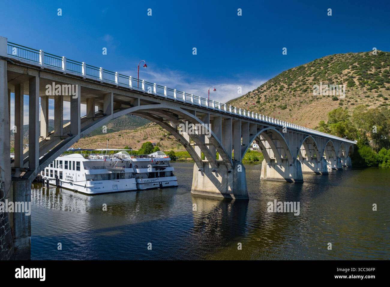 Ponte Almirante Sarmento Rodrigues sul fiume Douro, barca de Alva, Guarda District, Center Region, Portogallo Foto Stock