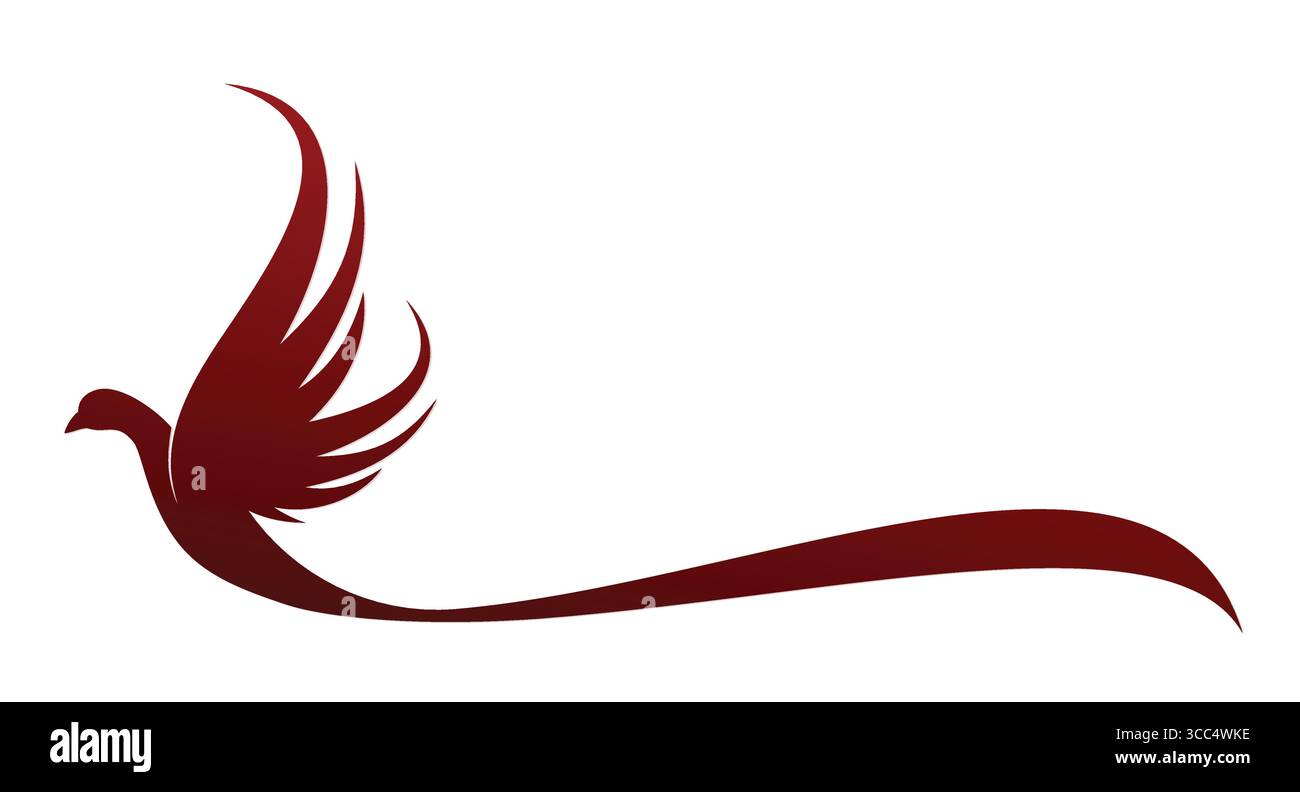 Il simbolo di un uccello rosso volante stilizzato. Illustrazione Vettoriale