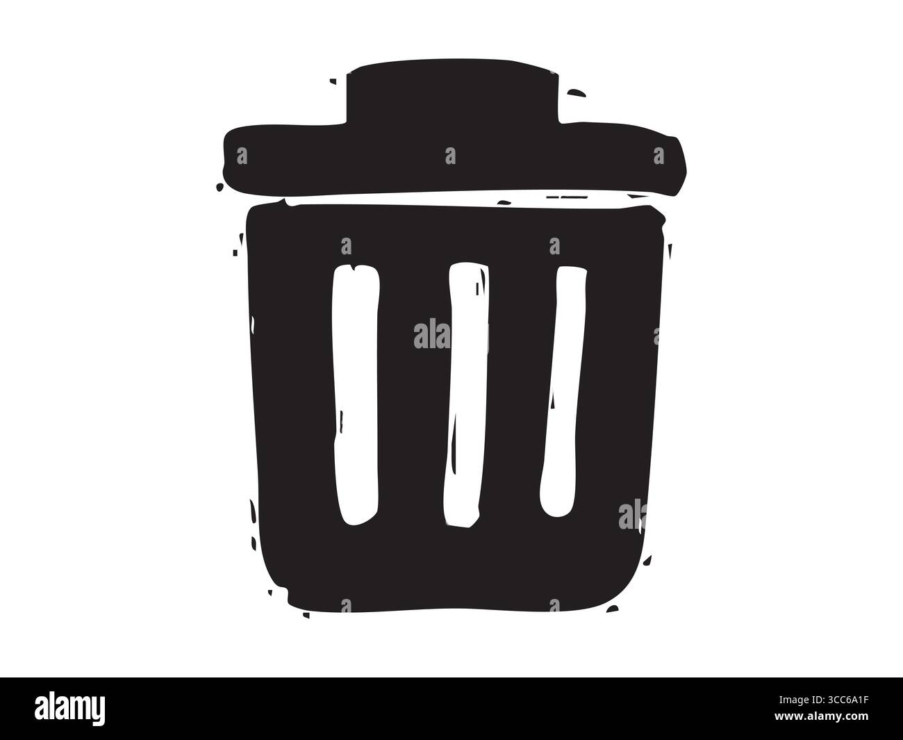 Icona della silhouette nera del cestino su sfondo bianco. concetto di gestione dei rifiuti, pulizia, igienizzazione, riciclaggio, contenitore per rifiuti, design icone, env Illustrazione Vettoriale