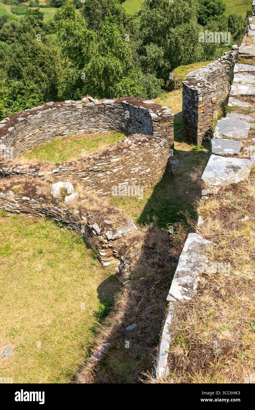 Le mura difensive di un forte dell'età del ferro nella campagna spagnola antico concetto di guerra Foto Stock