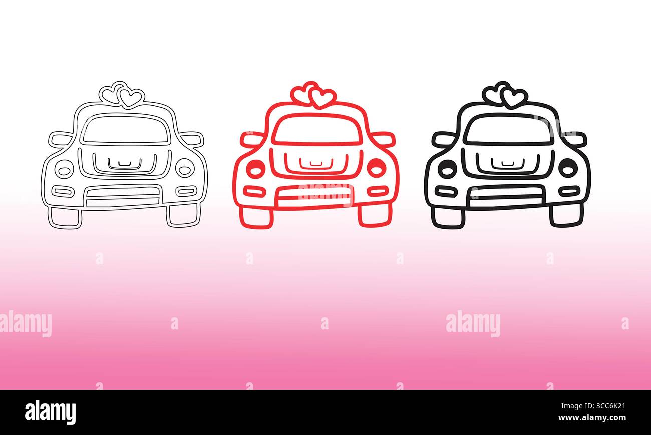 Illustrazione Auto con contorno cardiaco su sfondo gradiente Illustrazione Vettoriale