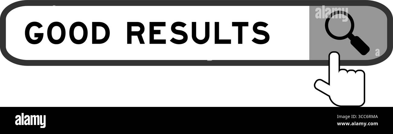 Ricerca banner in Word buoni risultati con l'icona della lente di ingrandimento a mano su sfondo bianco Illustrazione Vettoriale