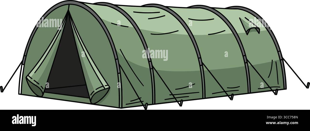 Tenda militare per impieghi pesanti – riparo tattico per uso all'aperto e di emergenza Illustrazione Vettoriale
