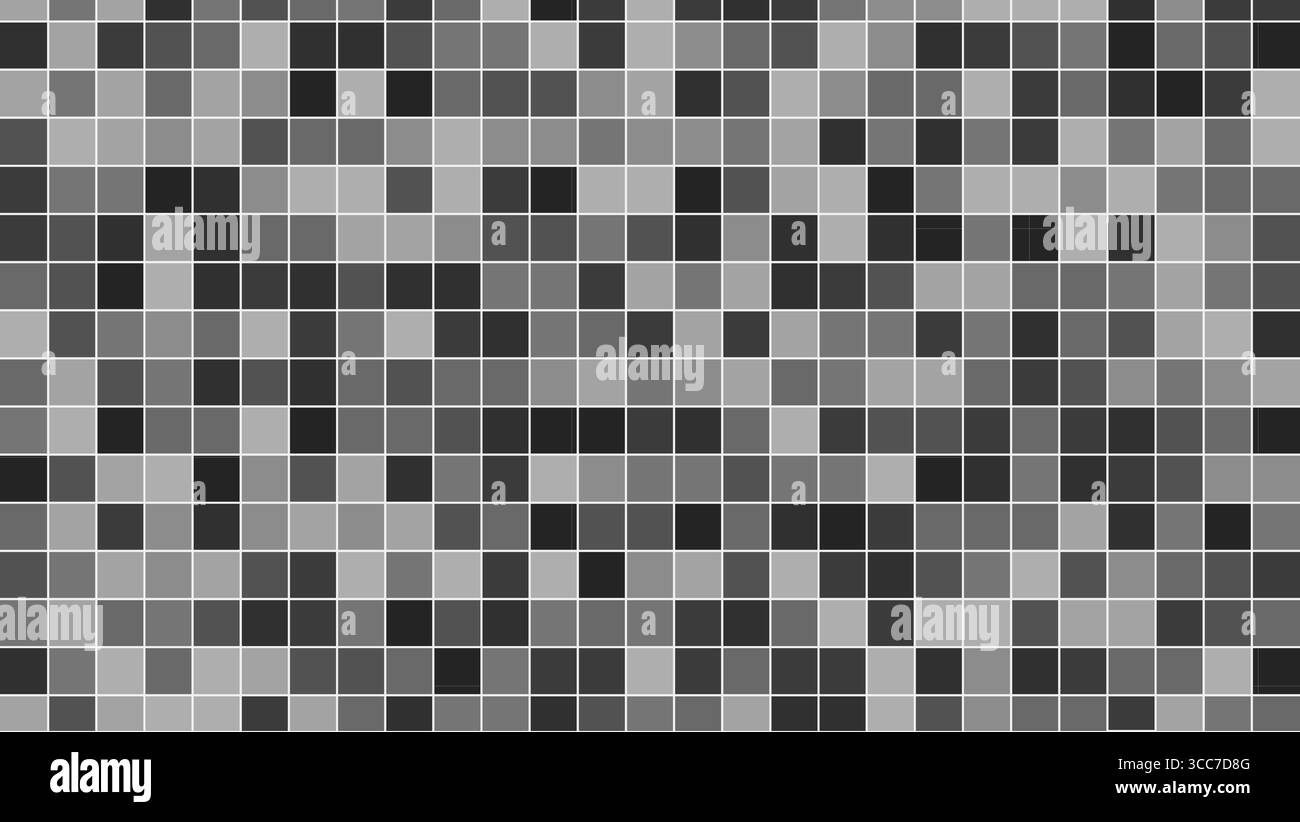 Sfondo a mosaico grigio. Una texture a quadretti nelle sfumature di grigio. Illustrazione Vettoriale