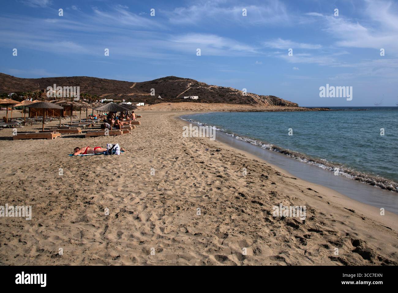 La spiaggia di Magganari Bay, iOS, Isole Cicladi, Grecia Foto Stock