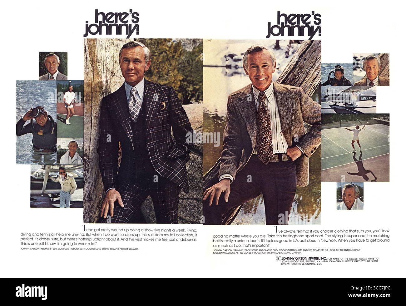 1974 annuncio di Johnny Carson Apparel Foto Stock