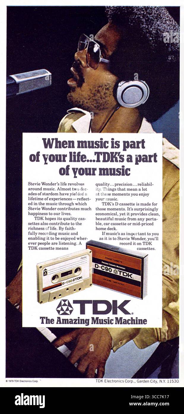 1979 videocassette TDK con Stevie Wonder Foto Stock