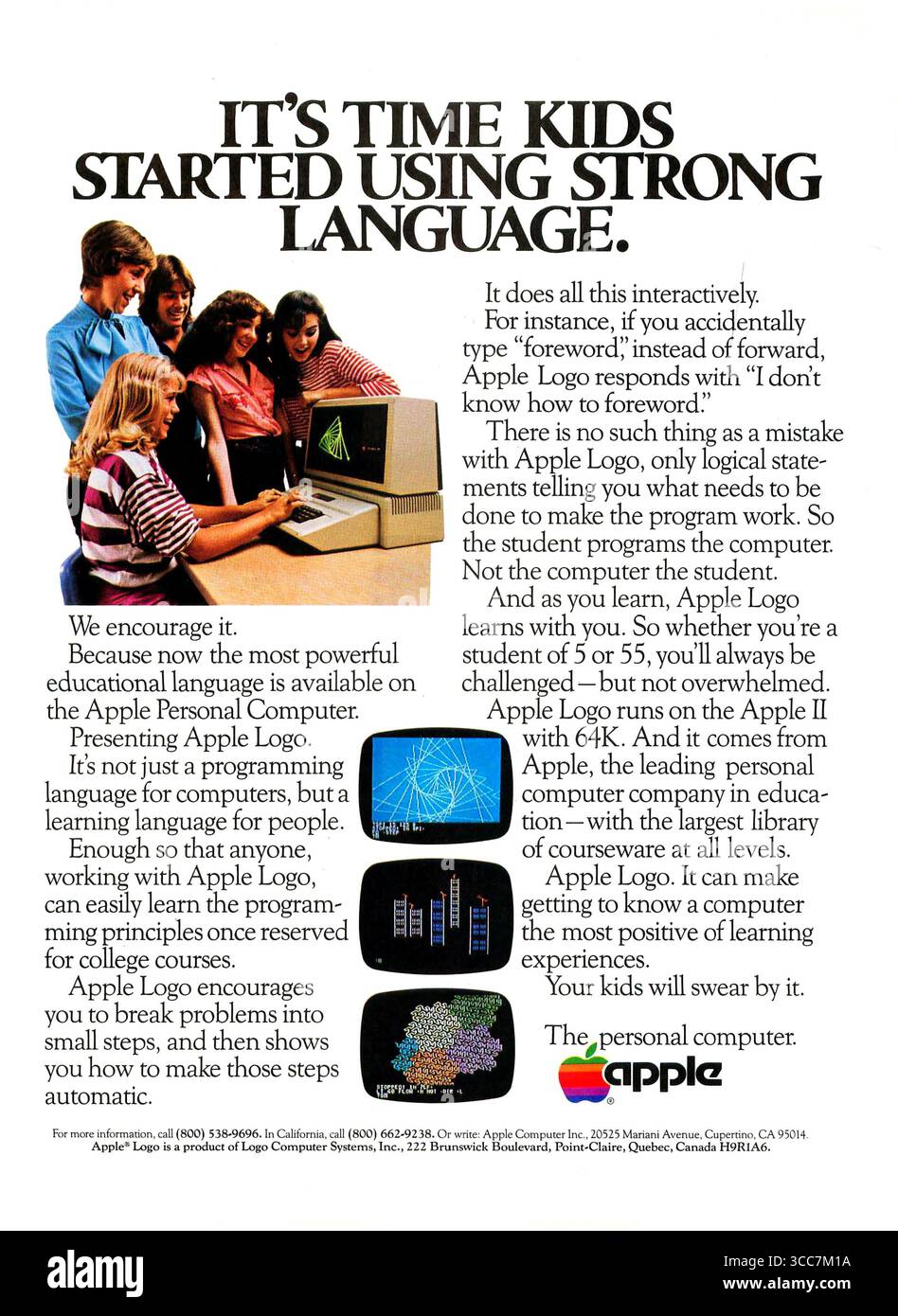 1982 annuncio per il logo Apple Foto Stock