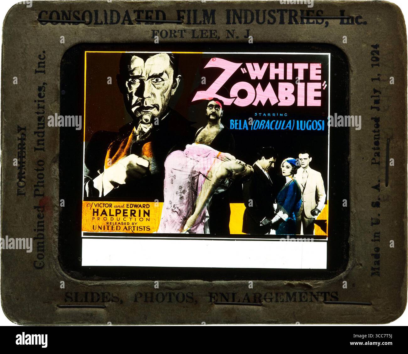 1932 White Zombie Movie Glass slide, con Bela Lugosi Foto Stock