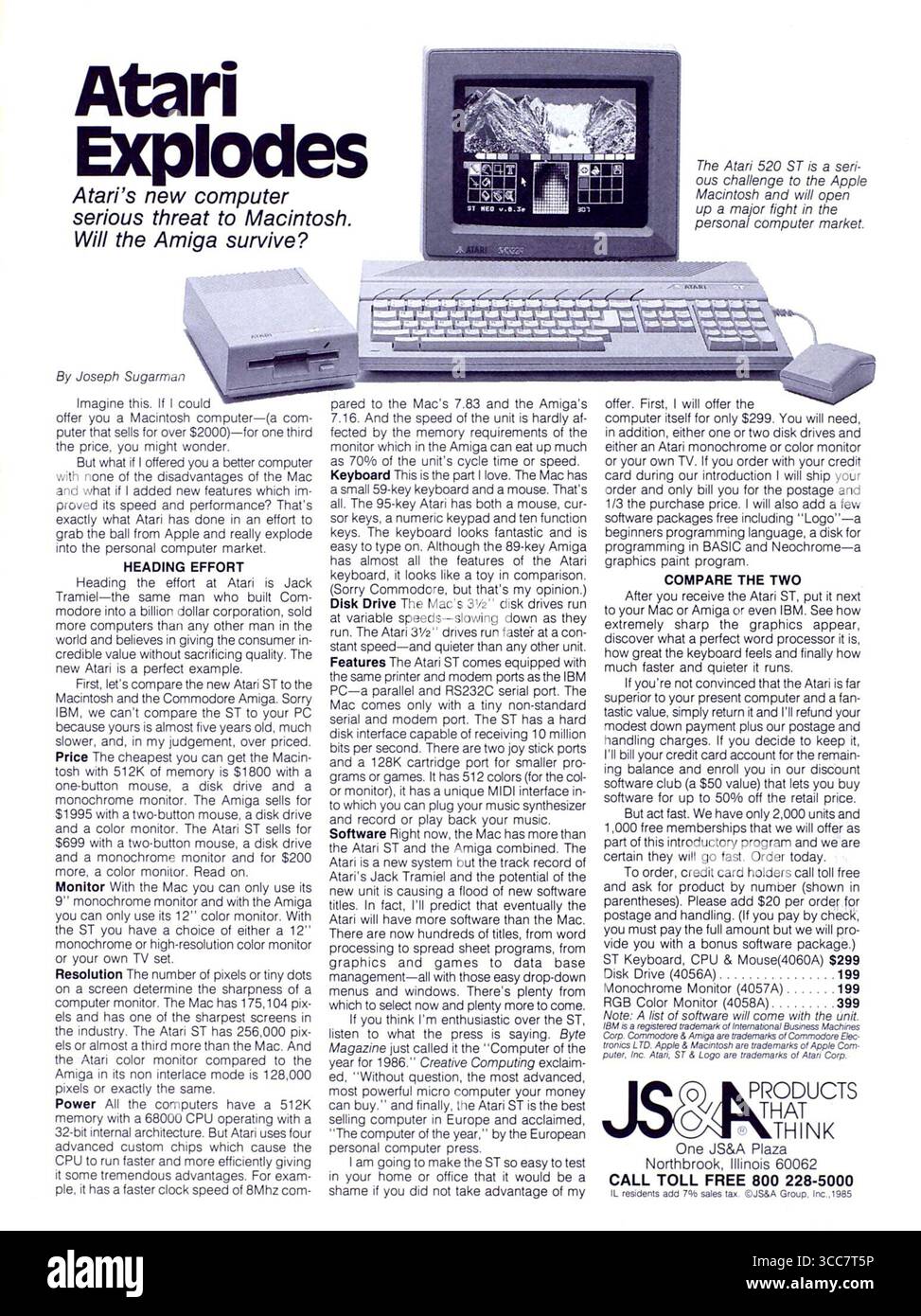 1986 annuncio Atari 520 ST, "grave minaccia per Macintosh" Foto Stock