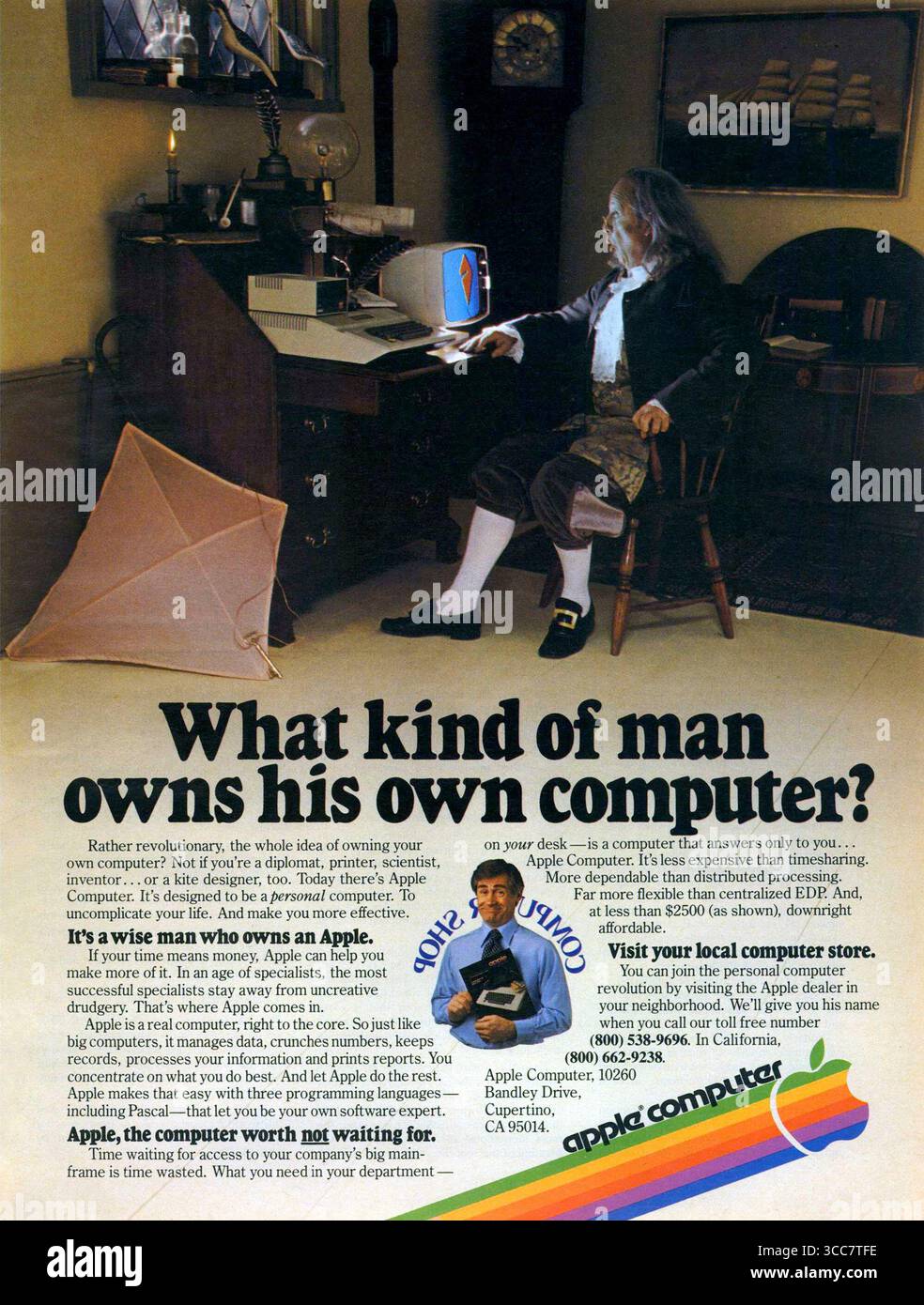 1980 annuncio Apple II computer con Benjamin Franklin Foto Stock