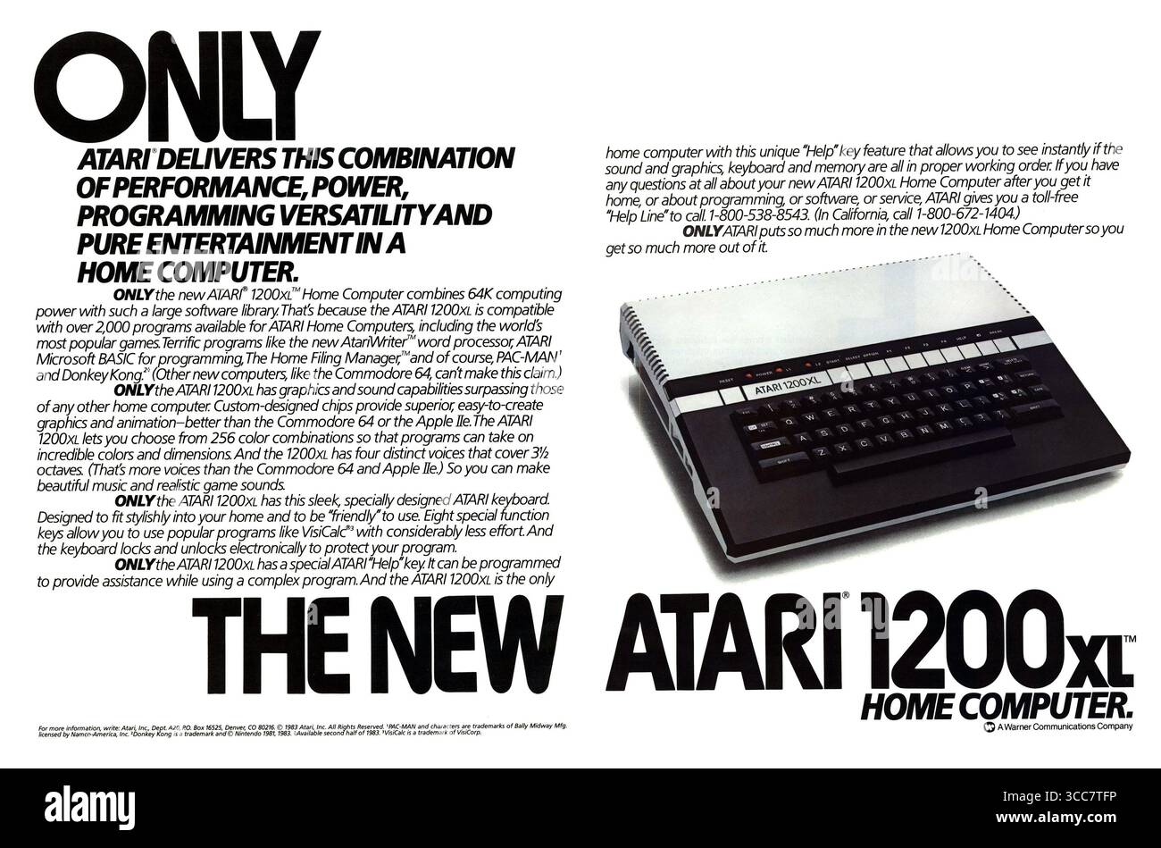 1983 annuncio per home computer Atari 1200 XL Foto Stock