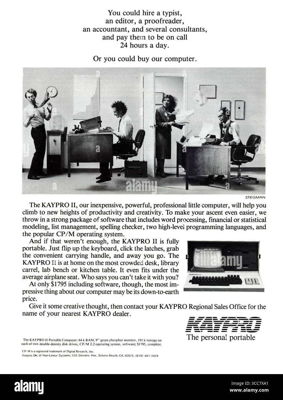 1983 annuncio per computer portatile Kaypro Foto Stock